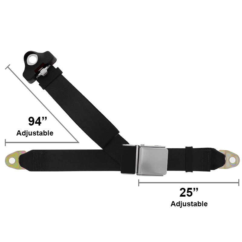 3 Point Seat Belt With Chrome Lift Latch, Orange Replacement Seatbelts, Seat Belts, Retractable